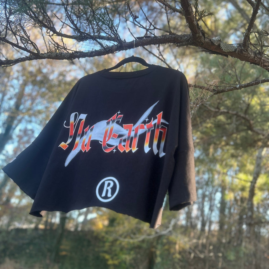 NU Cropped Box Oversized T shirt // Extended Sleeve