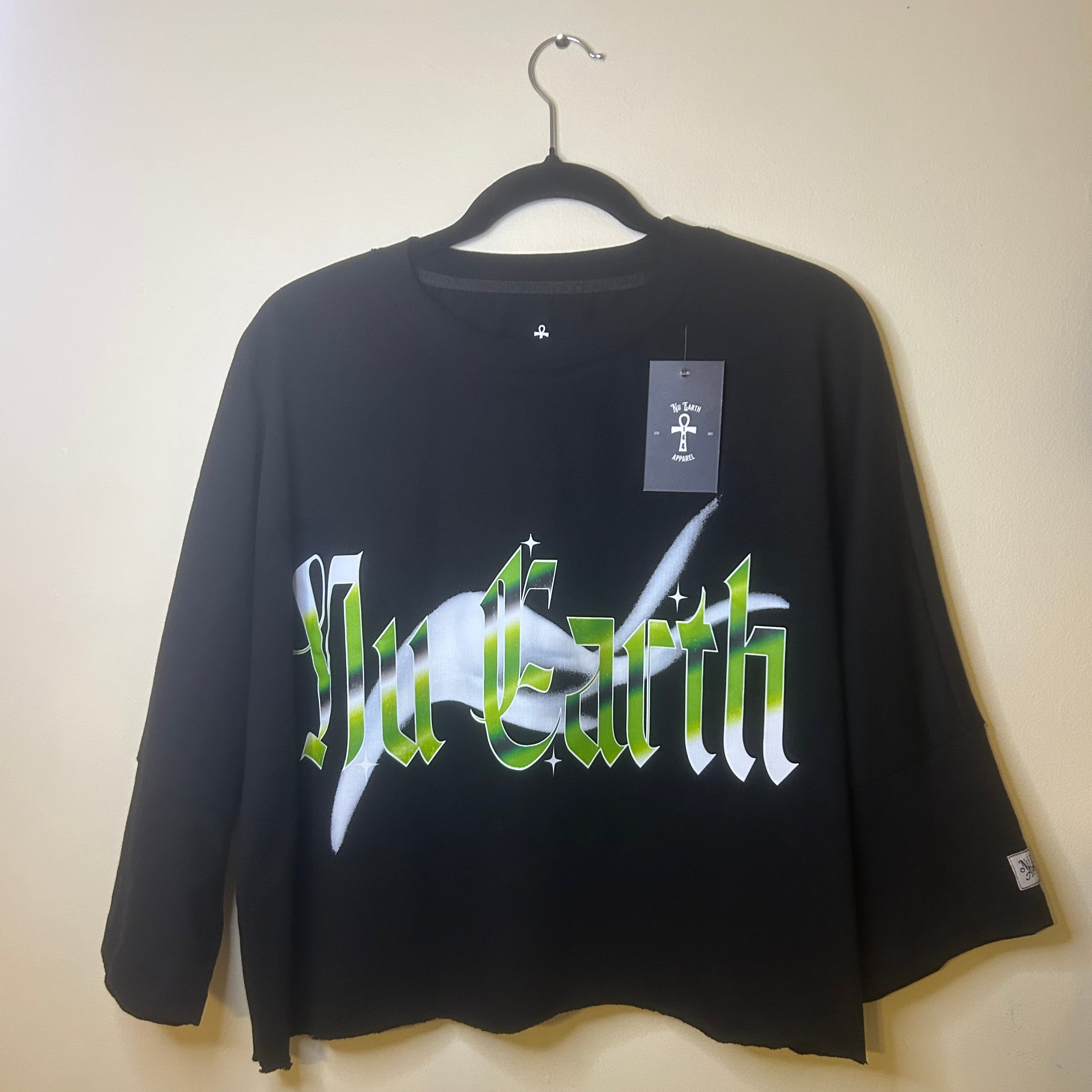 NU Cropped Box Oversized T shirt // Extended Sleeve