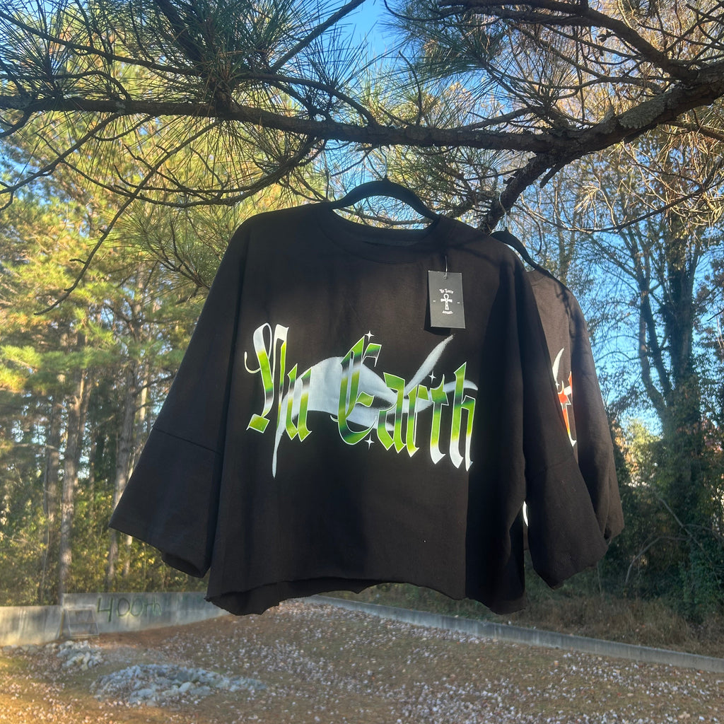 NU Cropped Box Oversized T shirt // Extended Sleeve